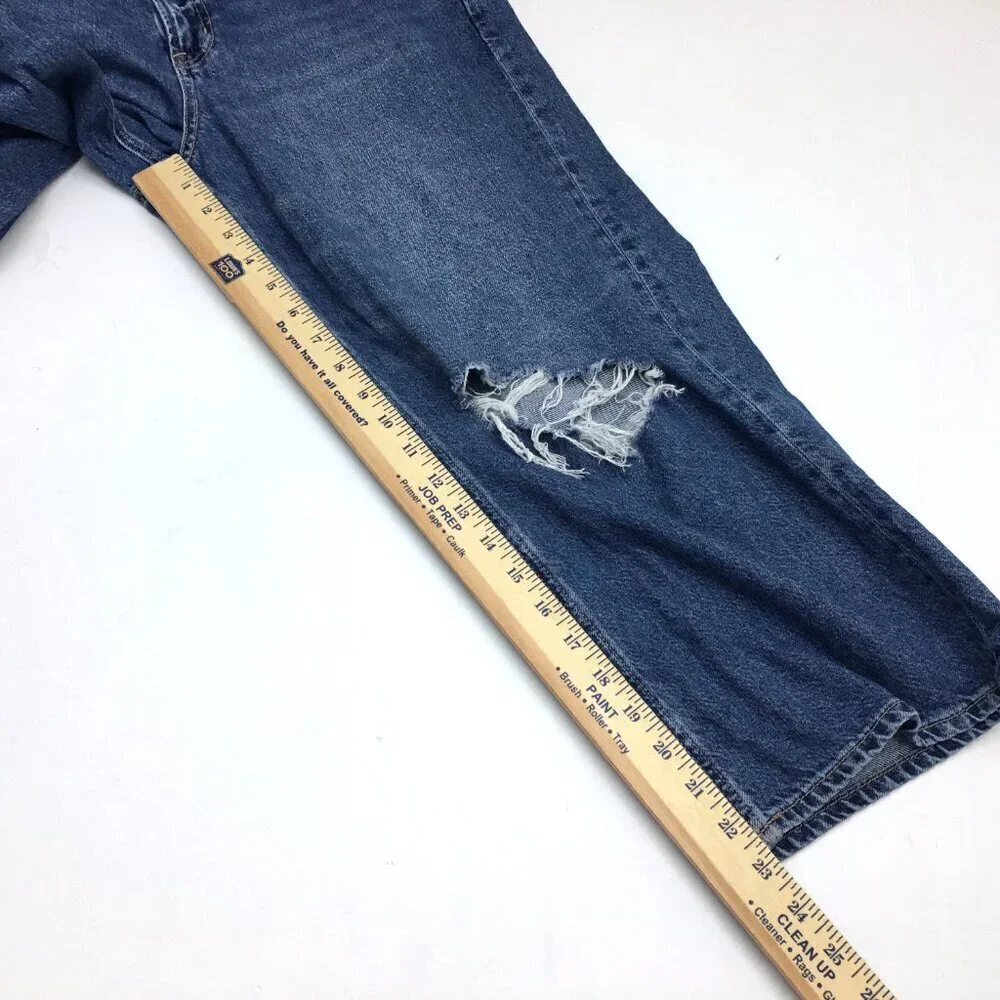 American Eagle '90s Wide Leg Crop Jeans Stretch Distressed size 8s length 23